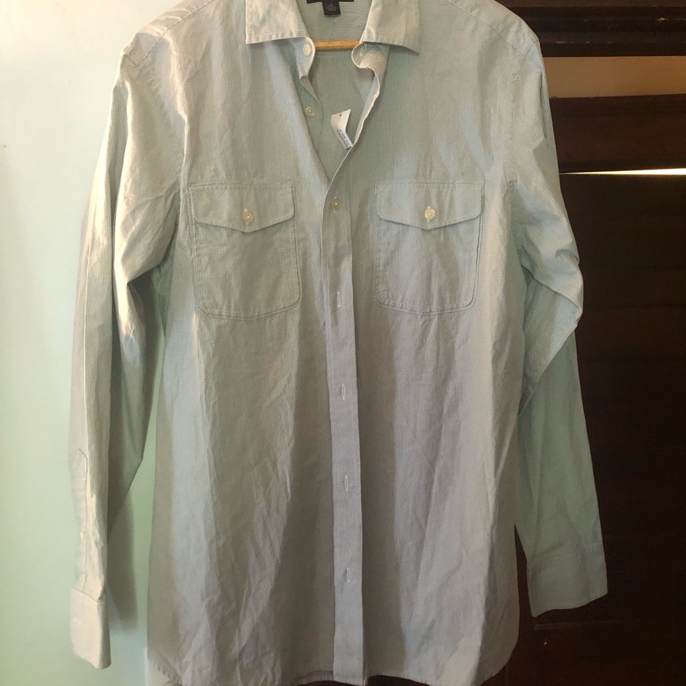 NWT Banana Republic Light green Button-Up checked shirt